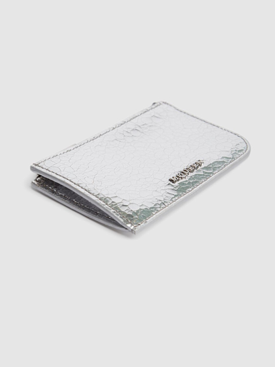 McQueen: McQueen Sling leather zip card case - Silver/Beige - women_1 | Luisa Via Roma