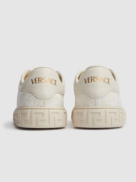 Versace: Barocco cotton sneakers - White - men_5 | Luisa Via Roma