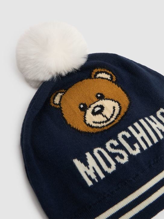 Moschino: Cappello in maglia di misto lana con pompom - kids-girls_1 | Luisa Via Roma