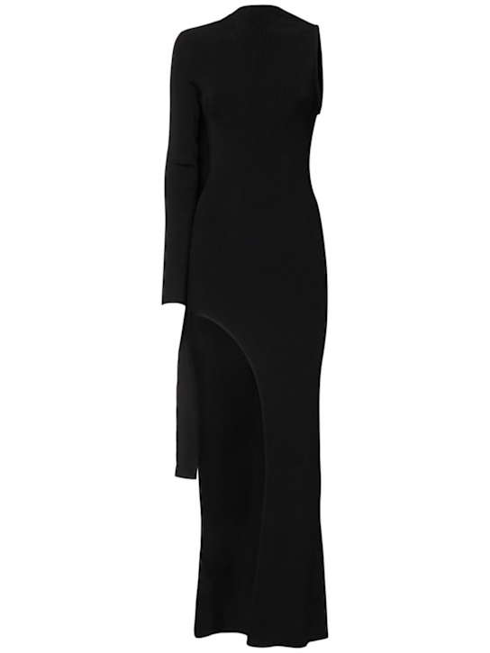 David Koma: Asymmetric knitted dress - Black - women_0 | Luisa Via Roma