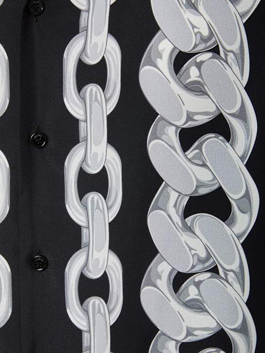 Versace: Medusa chain print silk shirt - Black/Silver - men_5 | Luisa Via Roma