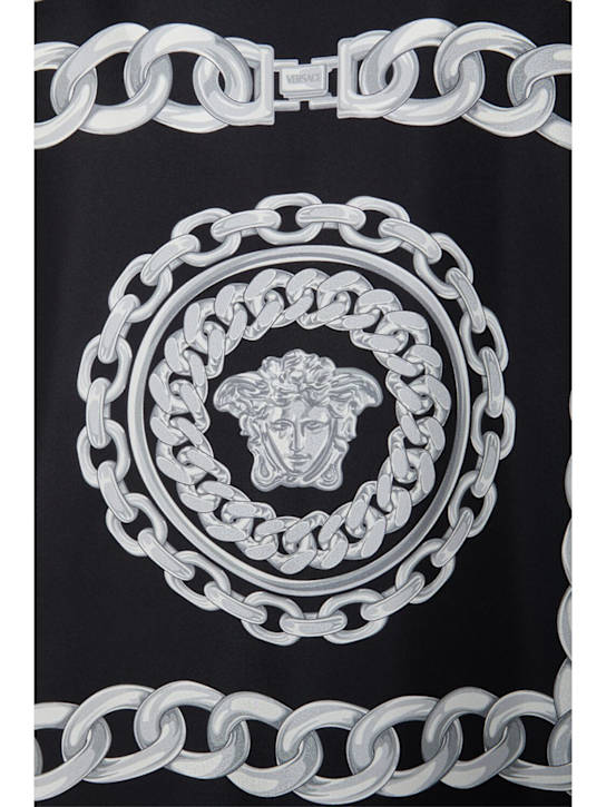 Versace: Medusa chain print silk shirt - Black/Silver - men_4 | Luisa Via Roma