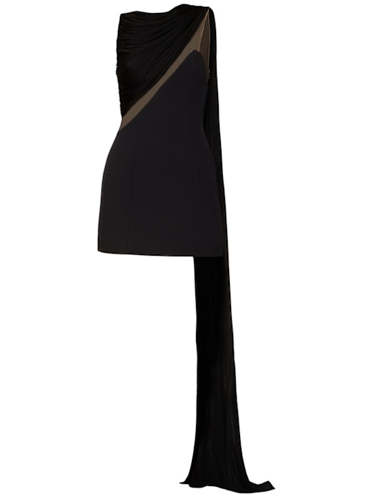 Draped fluid jersey & tulle mini dress - Thumbnail 1