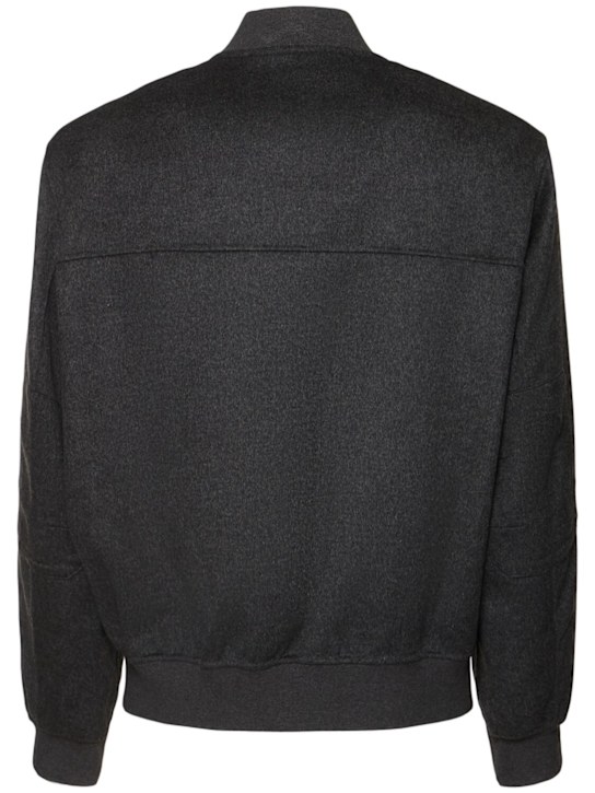 Moose Knuckles: Alder Df wool & cashmere bomber jacket - Charcoalw/Black - men_4 | Luisa Via Roma