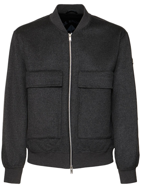 Moose Knuckles: Alder Df wool & cashmere bomber jacket - Charcoalw/Black - men_0 | Luisa Via Roma