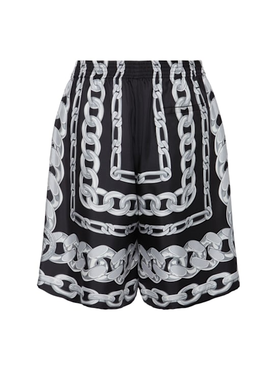 Versace: Camicia Medusa in twill di seta stampata - Nero/Argento - men_0 | Luisa Via Roma