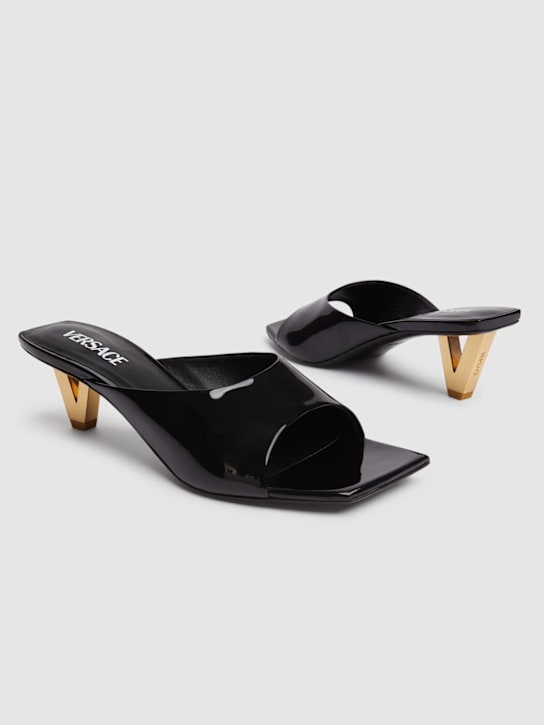 Versace: 55mm Patent leather mules - Black - women_1 | Luisa Via Roma