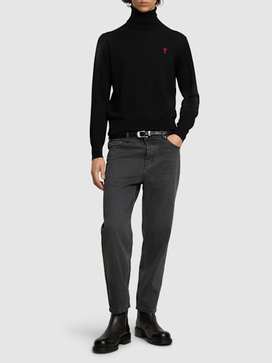 AMI Paris: Tapered cotton denim jeans - men_1 | Luisa Via Roma