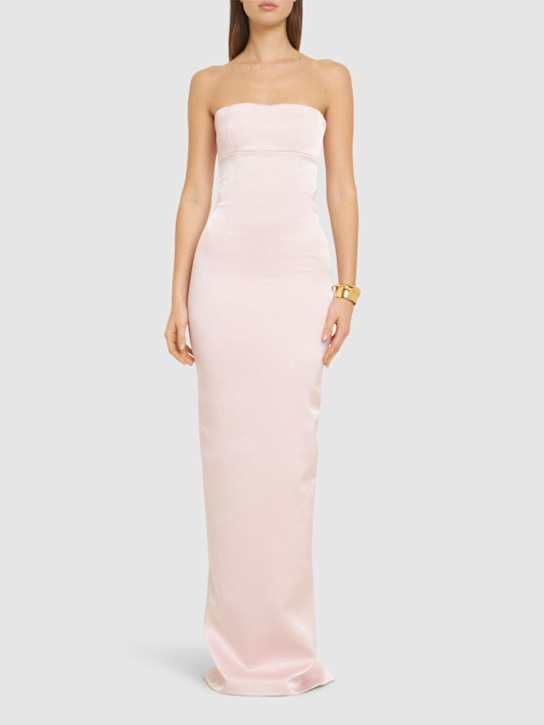 Mônot: Zoey strapless satin long dress - women_1 | Luisa Via Roma