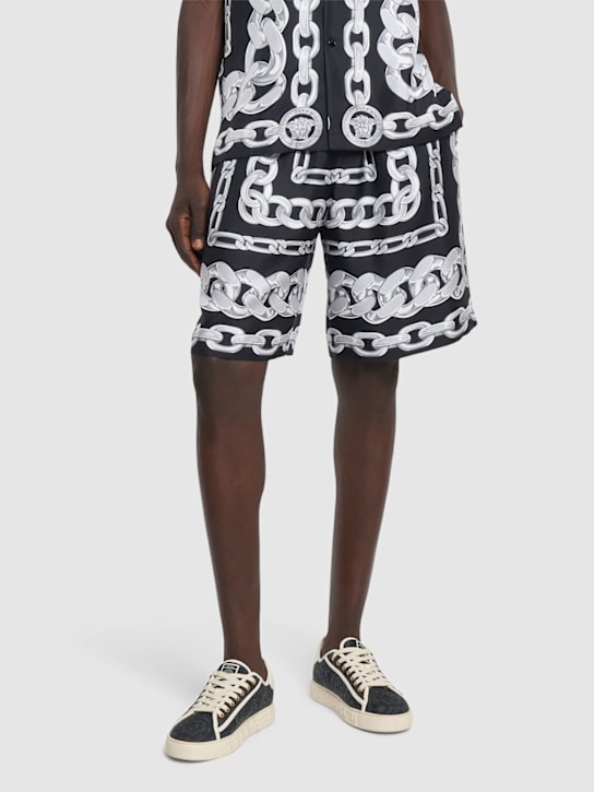 Versace: Barocco cotton sneakers - men_1 | Luisa Via Roma