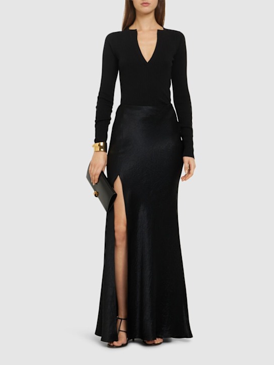 Nanushka: Harlow crinkled satin long skirt - Black - women_1 | Luisa Via Roma