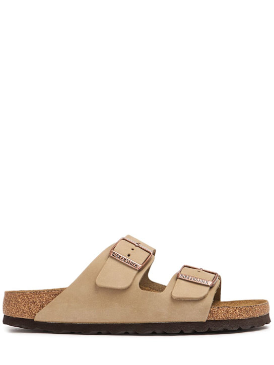BIRKENSTOCK: Arizona waxy leather sandals - Brown/Beige - women_0 | Luisa Via Roma