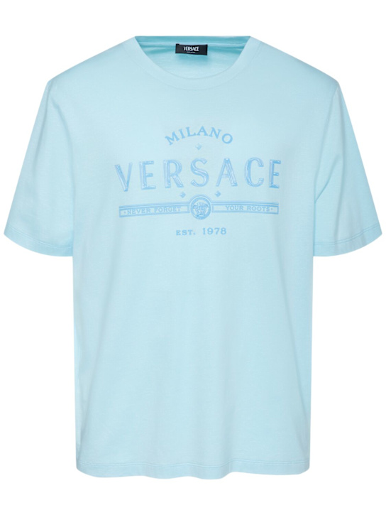 Versace: Compact cotton jersey t-shirt - men_0 | Luisa Via Roma