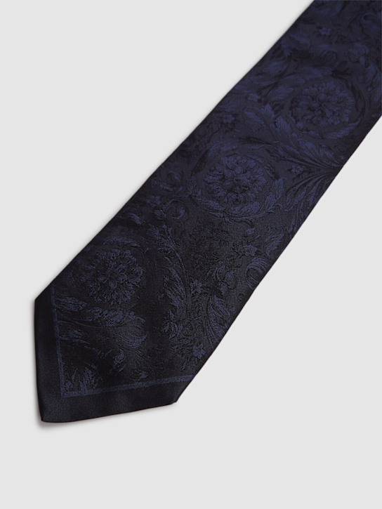 Versace: Barocco silk jacquard tie - Blue - men_2 | Luisa Via Roma