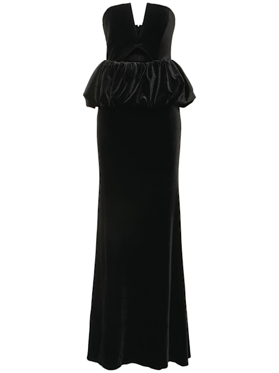 Self-portrait: Strapless velvet peplum maxi dress - women_0 | Luisa Via Roma