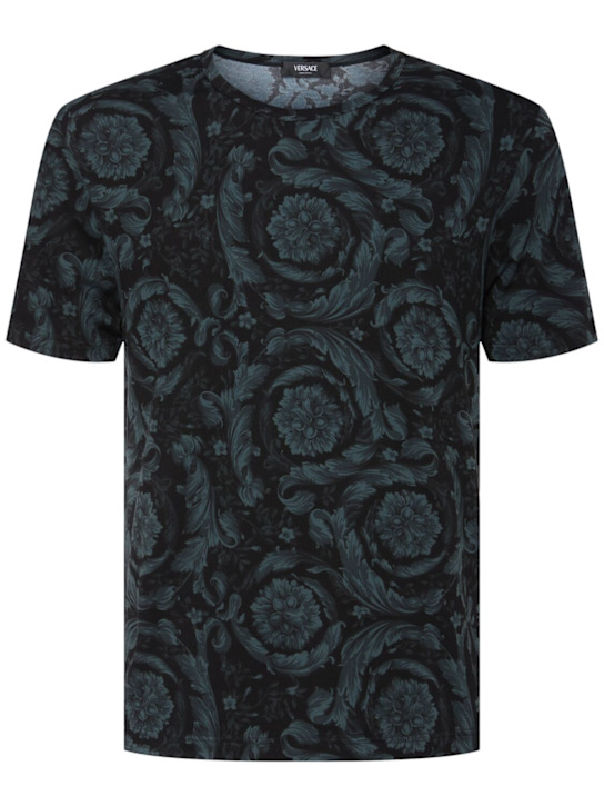 Versace: Barocco stretch cotton t-shirt - men_0 | Luisa Via Roma