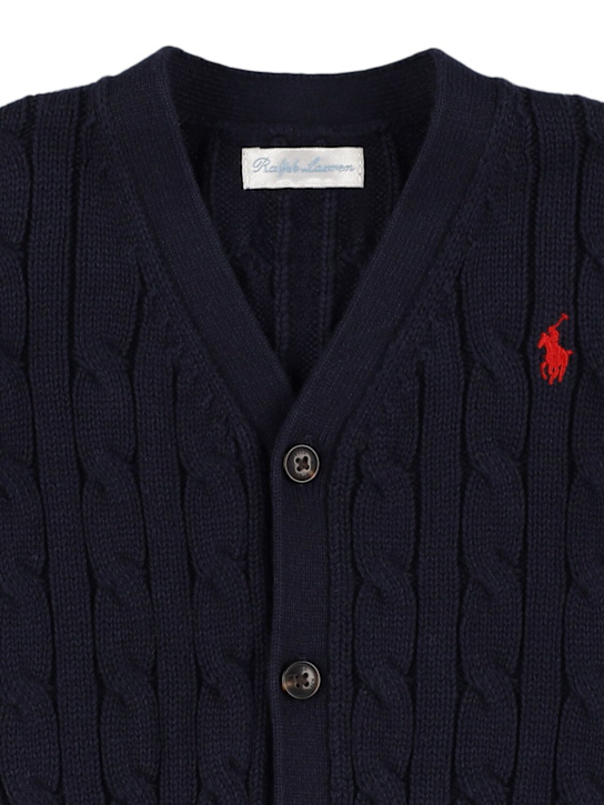 Polo Ralph Lauren: Cardigan in maglia di cotone con logo - kids-girls_1 | Luisa Via Roma
