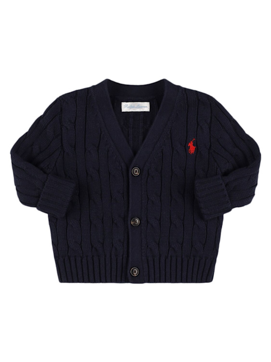Polo Ralph Lauren: Cardigan in maglia di cotone con logo - kids-girls_0 | Luisa Via Roma