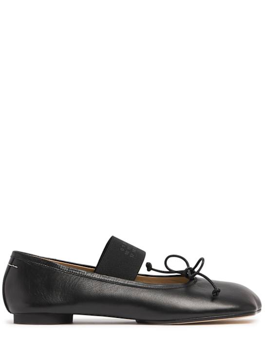 MM6 Maison Margiela: 10mm Leather ballerina flats - Black - women_0 | Luisa Via Roma