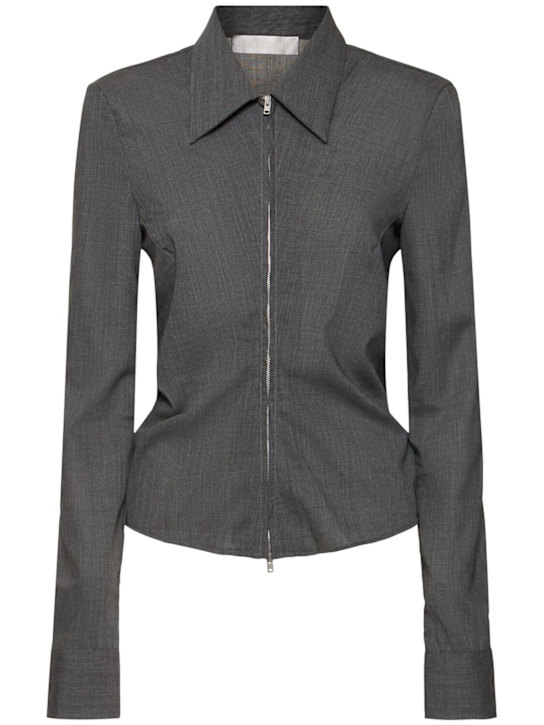 Our Legacy: Wool blend zip shirt - women_0 | Luisa Via Roma