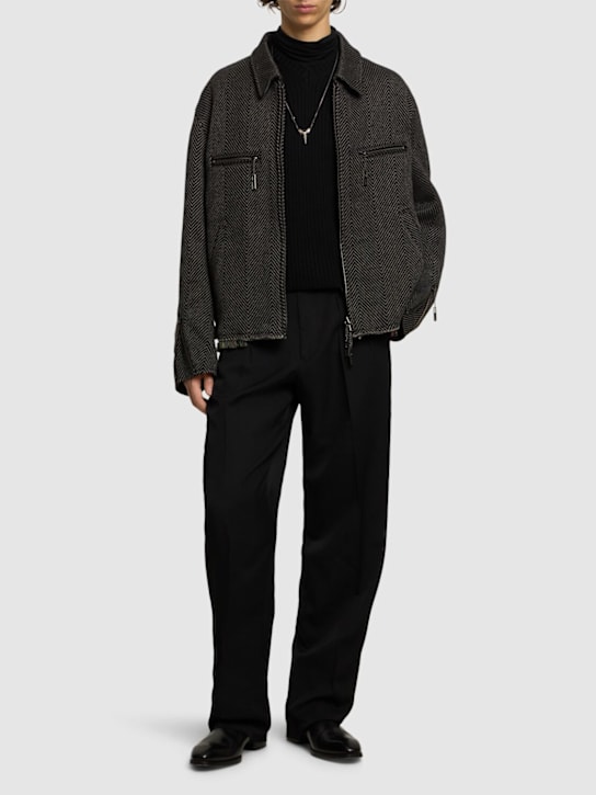 Yohji Yamamoto: Pleated wool gabardine straight pants - men_1 | Luisa Via Roma