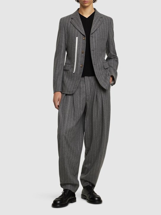 Comme des Garçons Homme Plus: Pinstriped wool flannel blazer - men_1 | Luisa Via Roma