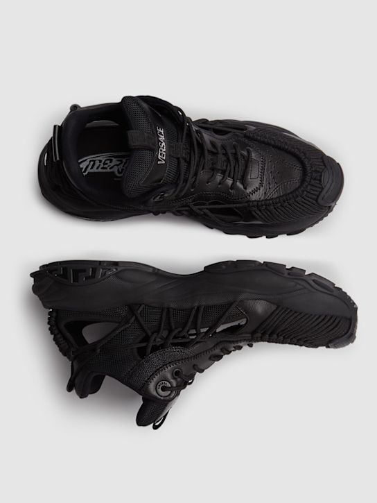 Versace: Leather sneakers - Black - men_4 | Luisa Via Roma