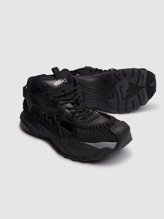Versace: Leather sneakers - Black - men_2 | Luisa Via Roma