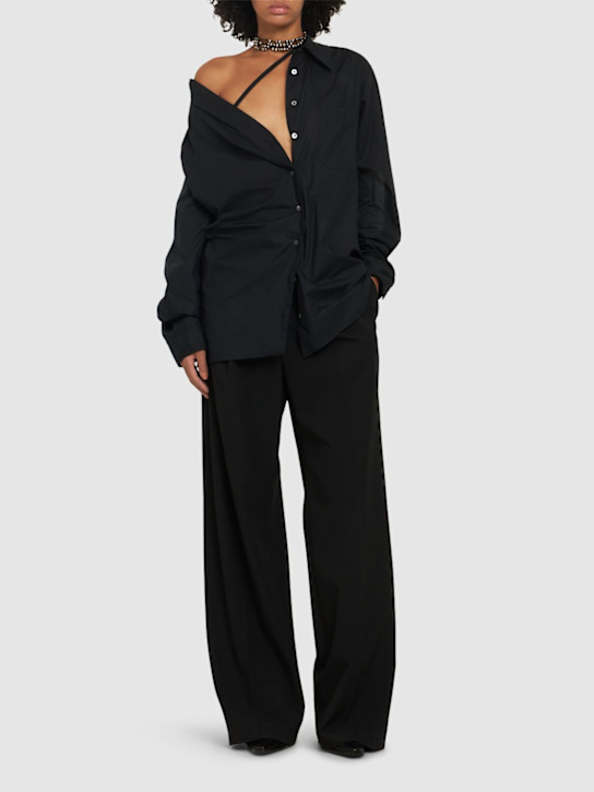 Ann Demeulemeester: Julia cotton poplin drop shoulder shirt - women_1 | Luisa Via Roma