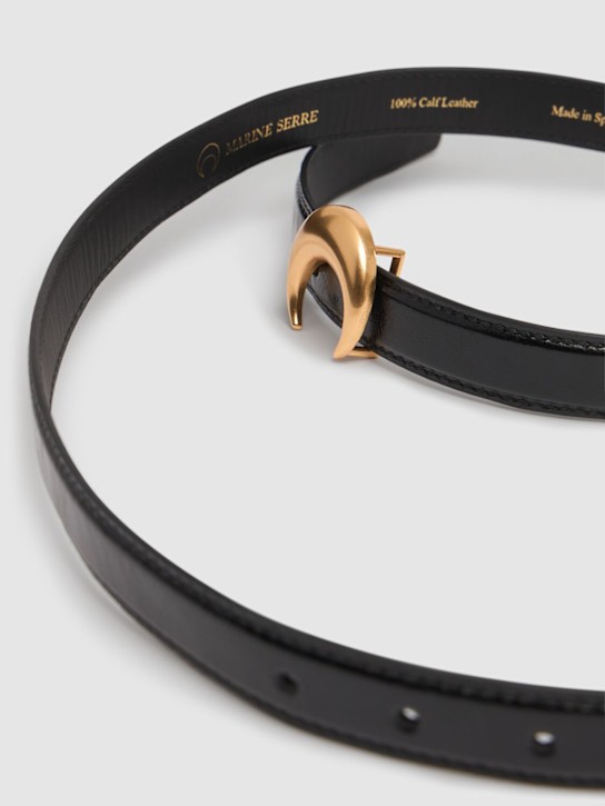 Marine Serre: 25mm Moon leather buckle belt - women_1 | Luisa Via Roma