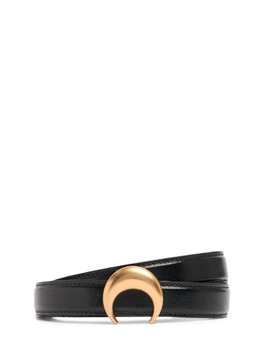 Marine Serre: 25mm Moon leather buckle belt - women_0 | Luisa Via Roma