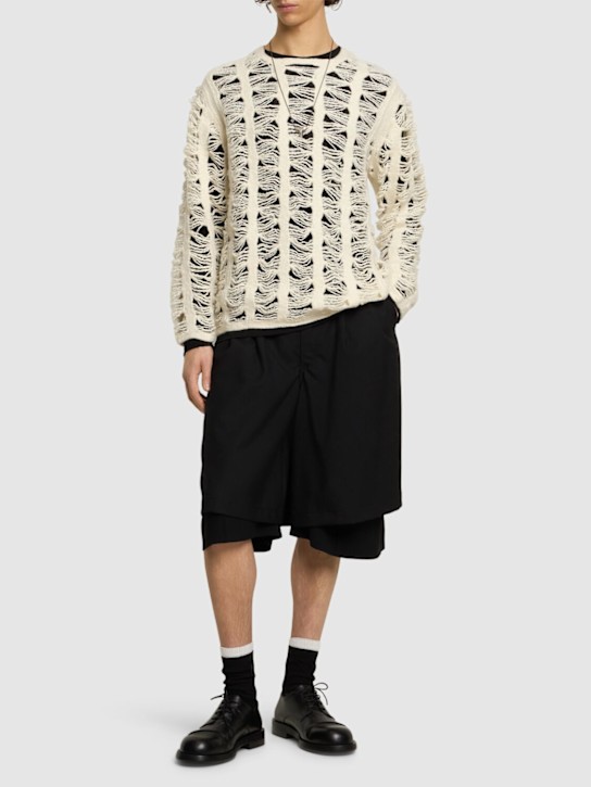 Comme des Garçons Homme Plus: Open knit wool jersey sweater - men_1 | Luisa Via Roma