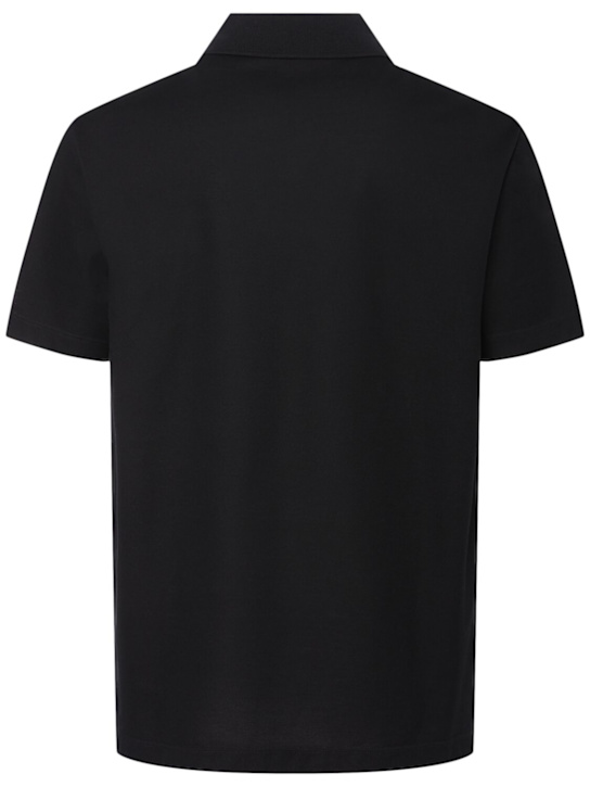 Versace: Versace embroidery cotton polo - Black - men_3 | Luisa Via Roma