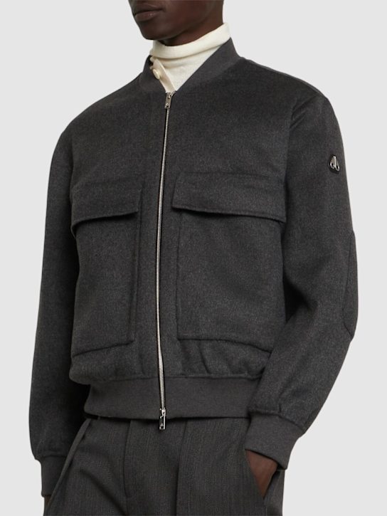 Moose Knuckles: Alder Df wool & cashmere bomber jacket - Charcoalw/Black - men_2 | Luisa Via Roma