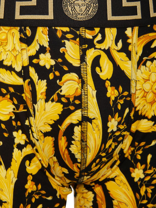 Versace: Barocco print cotton blend boxer briefs - Black/Gold - men_3 | Luisa Via Roma