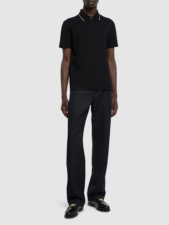 Versace: Versace knit collar cotton piquet polo - men_1 | Luisa Via Roma