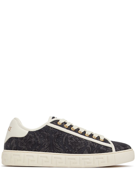 Versace: Barocco cotton sneakers - men_0 | Luisa Via Roma