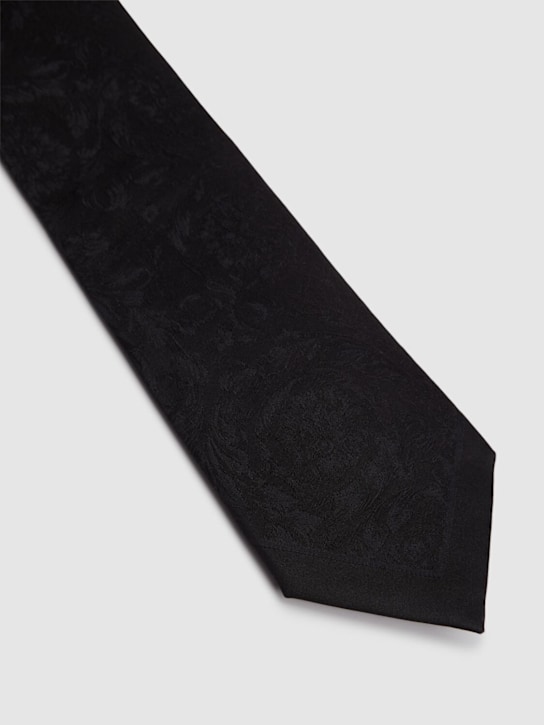 Versace: Barocco silk jacquard tie - Black - men_2 | Luisa Via Roma