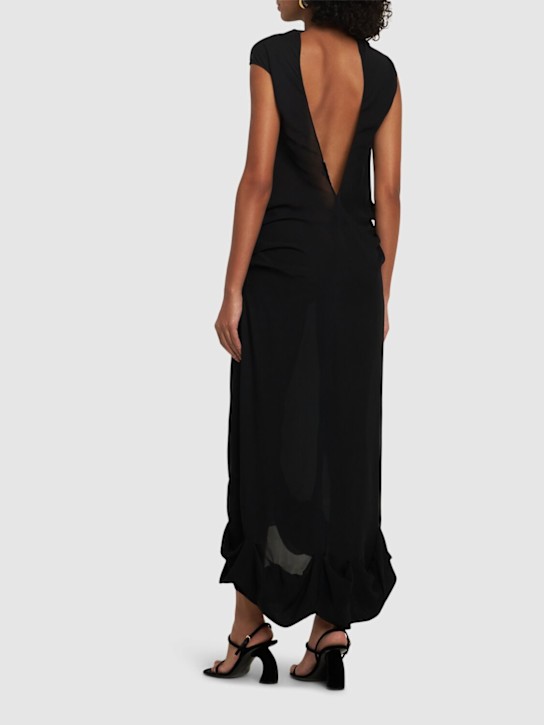 JW Anderson: Twisted drape sheer long dress - Black - women_2 | Luisa Via Roma