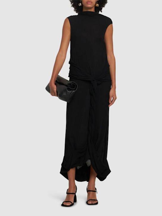 JW Anderson: Twisted drape sheer long dress - Black - women_1 | Luisa Via Roma