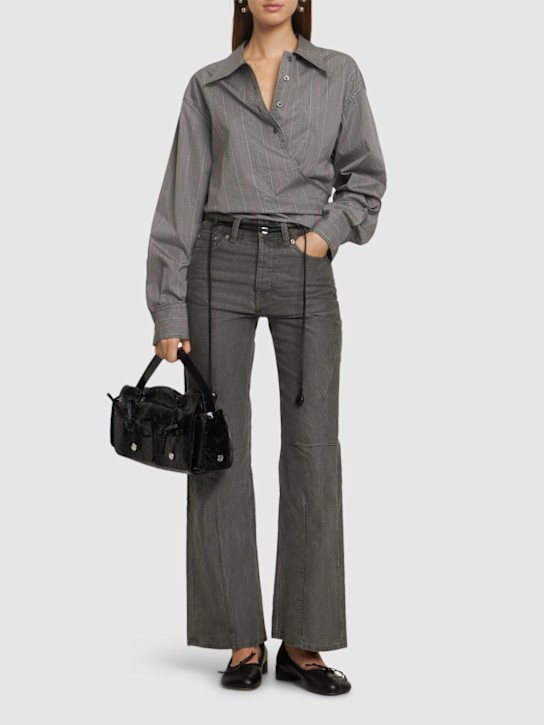 Our Legacy: Moto cotton bootcut jeans - Green - women_1 | Luisa Via Roma