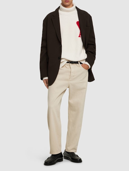 AMI Paris: Tapered cotton denim jeans - men_1 | Luisa Via Roma