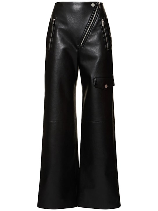 Nanushka: Hayes straight pants w/zip - Black - women_0 | Luisa Via Roma