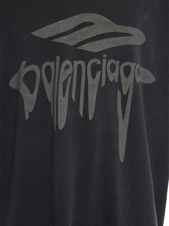 Balenciaga: 3D liquified effect cotton t-shirt - Washed Black - men_4 | Luisa Via Roma