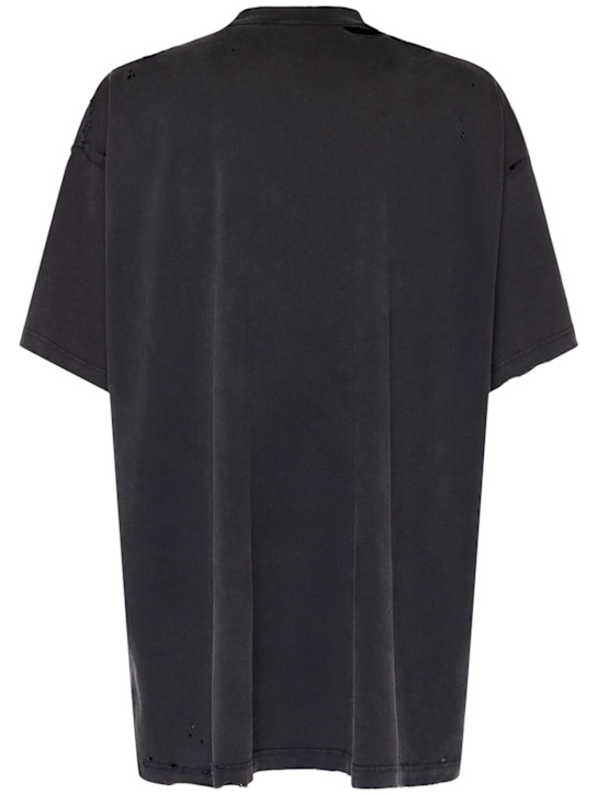 Balenciaga: 3D liquified effect cotton t-shirt - Washed Black - men_3 | Luisa Via Roma