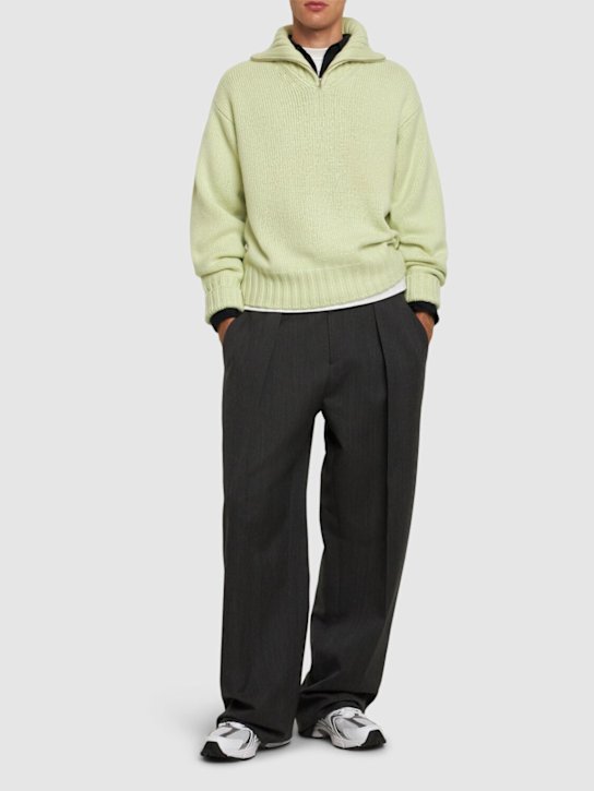 Auralee: Soft wool half-zip sweater - men_1 | Luisa Via Roma