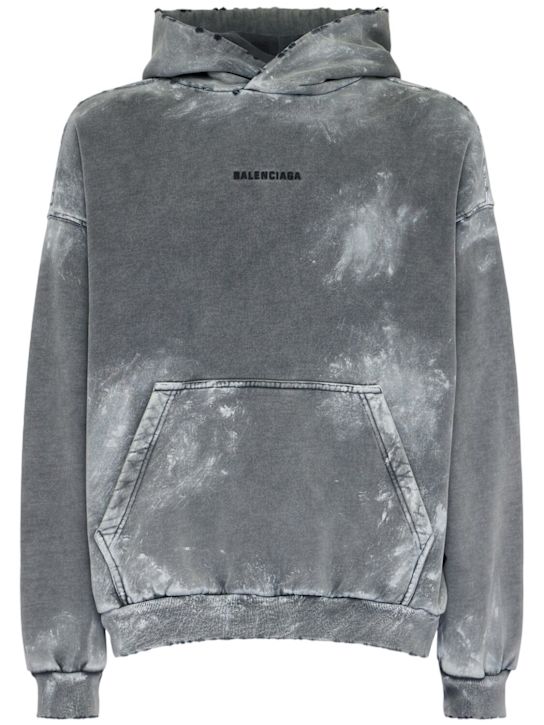 Balenciaga: Vintage washed cotton hoodie - Washed Black - men_0 | Luisa Via Roma
