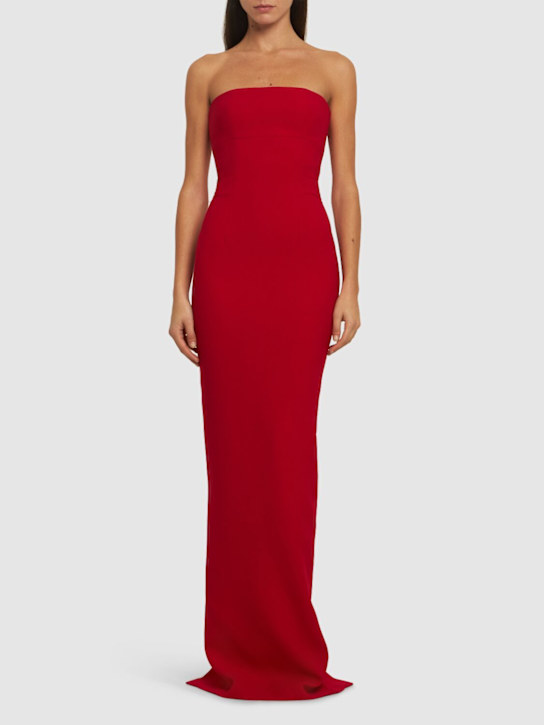 Mônot: Zoey strapless crepe long dress - women_1 | Luisa Via Roma