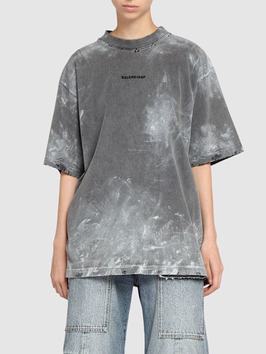 Balenciaga: Vintage washed cotton t-shirt - Washed Black - women_2 | Luisa Via Roma