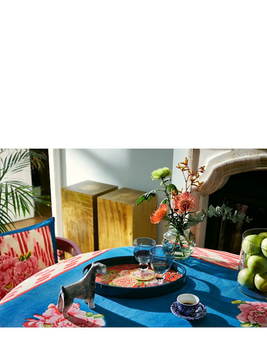 LISA CORTI: Leopard Flower Red lacquered tray - ecraft_1 | Luisa Via Roma